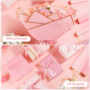 56*56cm Florist Packaging Wholesale Cheap Flower Golden Edge Bouquets Waterproof Flower <b>Wrapping</b> <b>Paper</b> - Product Image 3