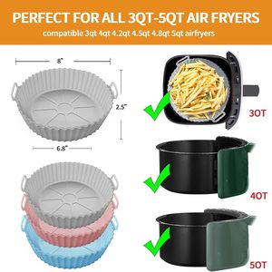 Có Thể Gập Lại Silicone Nồi Chiên Không Khí Lót 8 Inch Tái Sử Dụng Nồi Chiên Không Khí Nồi Chiên Không Khí Chèn Cho Lò Vi Sóng Phụ Kiện - Product Image 4