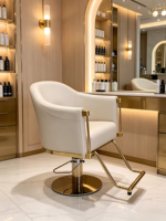 <strong>Best</strong> Sale Modern Simple Gold Base Metal Gray Hydraulic Reclining Leather Ergonomic Adjustable Height Hairdressing <strong>Chair</strong> Salon