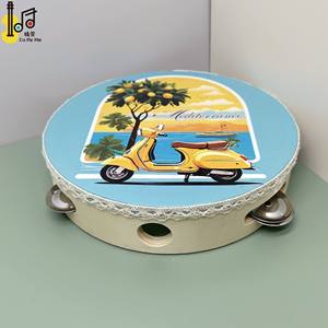 8 pouces de poche en <span class=keywords><strong>bois</strong></span> tambourin Instrument Case pour la fête de mariage Logo personnalisé impression <span class=keywords><strong>bois</strong></span> couleur corps main tambour ensemble de jouets - Product Image 5