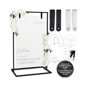Signe de <span class=keywords><strong>trottoir</strong></span> support de <span class=keywords><strong>chevalet</strong></span> de mariage noir robuste 50x30x20 sangles en cuir à cadre en acier mat notre décoration de mariage de mariage - Product Image 1