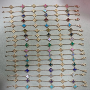 Chất Lượng Cao S925 Sterling Silver Bạc Thời Trang Của Phụ Nữ Cao cấp Đồ Trang Sức CNC Laser Clover Vòng Đeo Tay Quyến Rũ May Mắn Clover Vòng Đeo Tay - Product Image 1