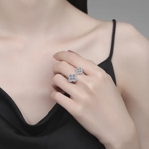 Bague de fiançailles WEIZI 1,08 CT en moissanite, motif trèfle, plaqué argent, pour femme, luxe, sertissage pavé, certifiée GRA, classique, 99 % pure - Product Image 3