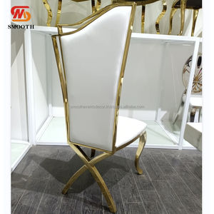 เก้าอี้สเตนเลสแบบซ้อนได้สำหรับจัดงานแต่งงานโรงแรมสีขาวดำเรียบหรูสีทอง - Product Image 3