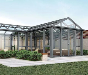 Véranda moderne préfabriquée en aluminium et verre, 4 saisons, modulaire et portable, avec pare-soleil, pour bain de soleil - Product Image 2