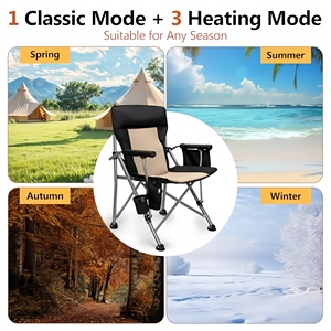 Silla de Camping Calefactable con Batería de 20,000 mAh, Duración de <span class=keywords><strong>500</strong></span> Minutos, Totalmente Acolchada, Plegable, de Metal Resistente, Soporta <span class=keywords><strong>500</strong></span> Libras - Product Image 4