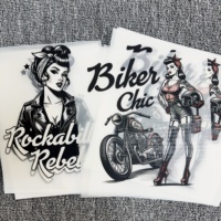 Autocollants de transfert thermique DTF personnalisés pour filles, style vintage, impression vinyle, transfert sérigraphié, logo personnalisé pour T-shirts, presse à chaud