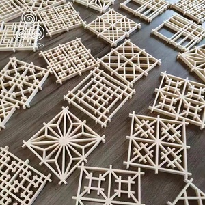 Paravent mobile en bois indien <span class=keywords><strong>MUMU</strong></span> 3D fait à la main en cyprès - Product Image 2