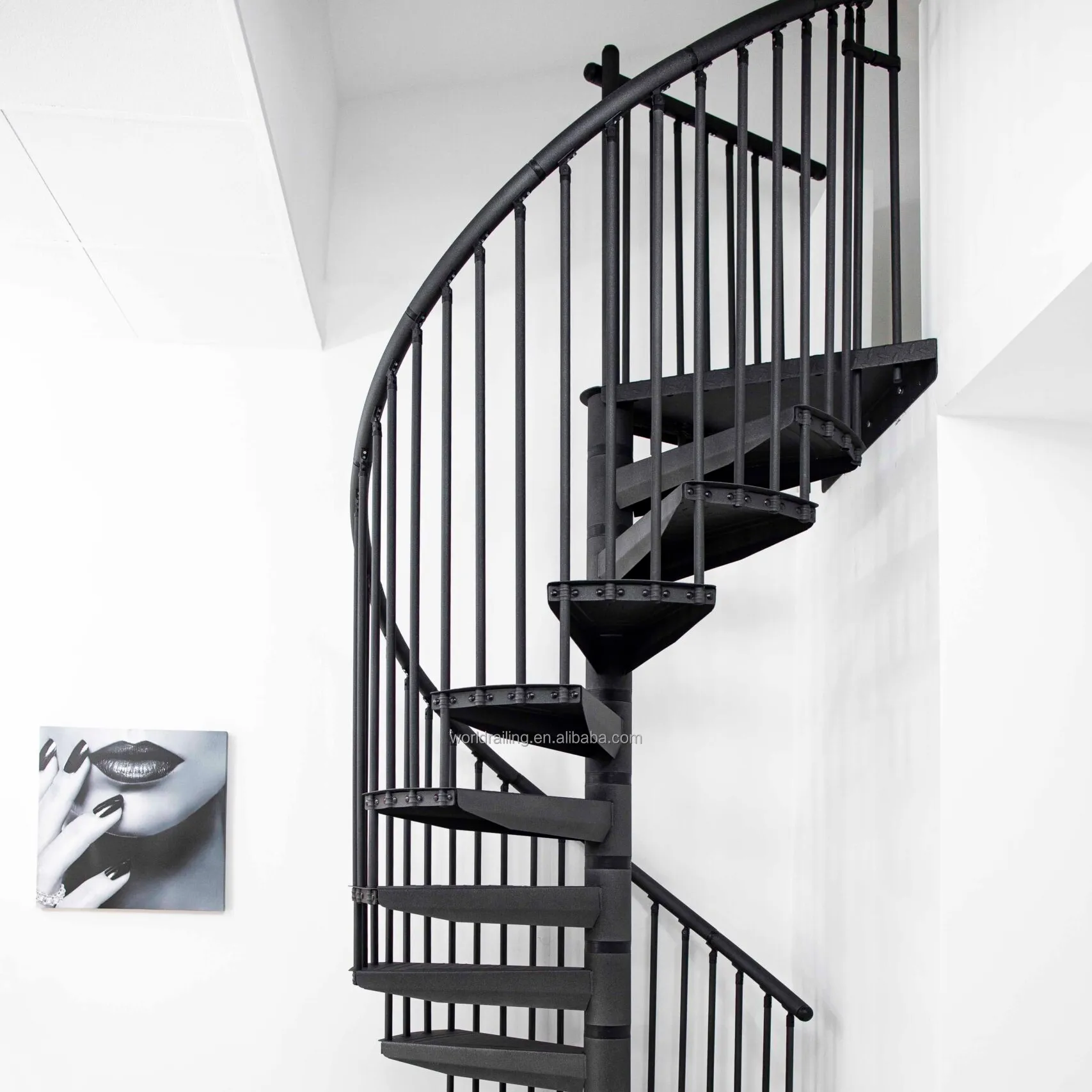 מחיר נמוך מ "ספירלה חיצונית מדרגות שחור קל להתקנה מדרגות מסתובב