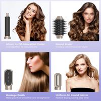 Styler à air chaud 6 en 1 lisseur et sèche-cheveux professionnels et ensemble de brosses à cheveux outils de coiffure électriques avec boîte en cuir