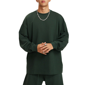 Summer Streetwear Oversize Solid Color 100%Cotton Long Sleeve <strong>T</strong>-<strong>Shirt</strong> Unisex Loose Crew Neck Tee Blank Casual <strong>T</strong> <strong>Shirts</strong> for Men - Product Image 1