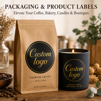 Autocollants personnalisés avec logo en feuille d'or, vinyle adhésif noir mat imperméable pour bougies, pots, sacs de café, parfums, cadeaux