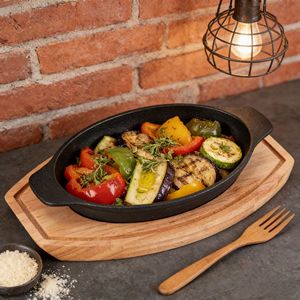 Korean Style Thickened Cast Iron Non-stick <strong>Frying</strong> <strong>Pan</strong> Cookware Steak Western Food <strong>Double</strong>-ear Drying <strong>Pan</strong> Cookware Oval <strong>Grill</strong> <strong>Pan</strong> - Product Image 3