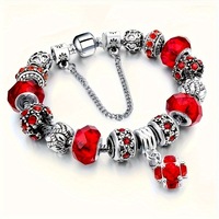 Bracelet de mode pour femmes de haute qualité, multicolores, à gros trous, avec cristaux, bracelets à breloques en cristal