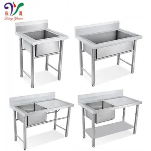 Restaurant Kitchen Thickened Basin Sink Disinfection Tank Stainless Steel Commercial Kitchen Prep Table Sink