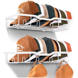 Iron Hat Rack <b>Wall</b> <b>Mounted</b> Storage <b>Shelf</b> 2 Tier Rust Resistant For Bedroom Living Room Customization - Product Image 2