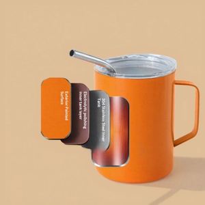 Vaso portátil de acero inoxidable de 3 oz con asa, diseño de vientre grande, interno 304/externo 201, para café y vino, con tubo de succión, para uso en exteriores. - Product Image 2