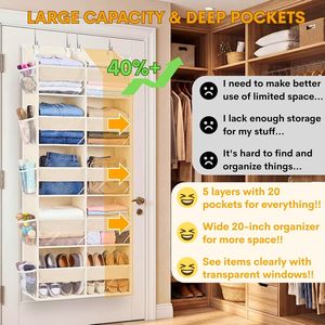 Foldable Over the Door Organizer 5 Tiers Door <b>Hanging</b> Organizer for Closet with 10 Mesh Pockets - Product Image 3