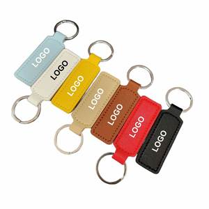 Porte-clés en cuir PU gravé au laser, toucher doux, vente chaude, accessoires de voiture professionnels simples, porte-clés en cuir DIY pour promotion - Product Image 1