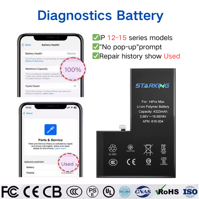 CE FCC OEM 100% Health IOS26.2 Diagnostic Battery for iPhone Battery for iPhone 12 13 14 15 16 Pro Max Battery