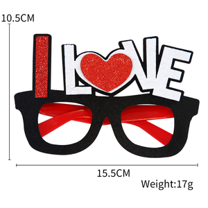 Kacamata Pesta Hati LOVE Berbingkai Felt Hitam Kustom dengan Glitter, Kacamata Kostum Unik untuk Valentine, Cocok untuk Pemotretan Ulang Tahun - Product Image 2