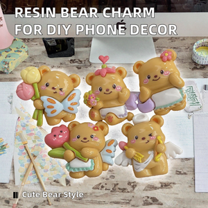 ตุ๊กตาหมีเรซิ่นแบบแบนสำหรับตกแต่งงานฝีมือ DIY ของตกแต่งเคสมือถือ ของประดับน่ารัก - Product Image 2