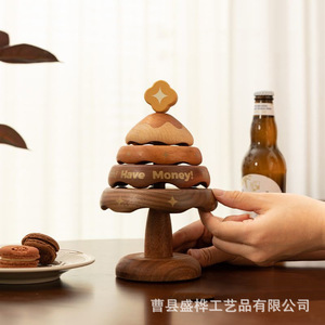 Christmas Tree Coaster <b>Wooden</b> <b>Desk</b> Decor Coffee Cup Mat Insulation Pad Holiday Ornament Shandong Made A25827 - Product Image 5