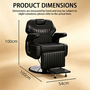 Fauteuil <span class=keywords><strong>de</strong></span> <span class=keywords><strong>Barbier</strong></span> Moderne Noir <span class=keywords><strong>de</strong></span> Luxe, Hydraulique et Inclinable, Robuste, Professionnel, pour Salon <span class=keywords><strong>de</strong></span> Coiffure, Style Rétro - Product Image 3
