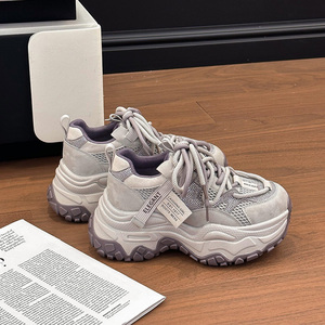 Baskets compensées pour femmes Printemps-Été 2026 en cuir véritable et maille respirante, rehaussantes pour femmes de petite taille - Product Image 4