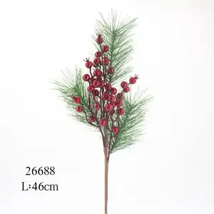 Albero di natale bacca rossa pino artificiale raccoglie decorazioni
