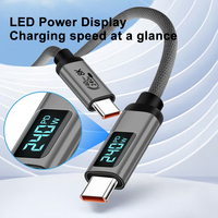 Cable Justlink USB4 Tipo-C a Tipo-C de 240W 8K 40Gbps con Pantalla LED Inteligente de Potencia, Cable de Carga Trenzado para Laptop, MacBook y Teléfono