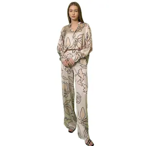 レディースパジャマセット2ピースロングパンツスリープボトムファッションカジュアルスタイルパジャマパンツソフト女性パジャマ
