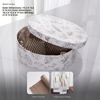 Boîte cadeau ovale de luxe à imprimé floral botanique, tissée à la main, avec logo personnalisé, base et couvercle en papier kraft, emballage boutique haut de gamme