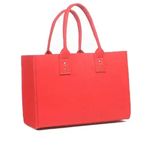 Bolsos de mano de fieltro grandes personalizados para mujer, bolsos de diseñador, marcas famosas, bolso de moda rojo, logotipo personalizado, bolso de hombro a la moda, abierto para bebé
