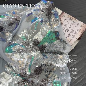 Haut de gamme 100% polyester tissu robuste en trois dimensions paillettes orchidée broderie à la main haut robe costumes poids lourd - Product Image 2