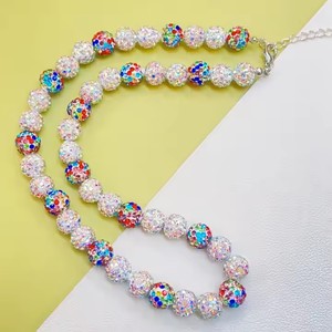 Collier et bracelet personnalisés en perles scintillantes de baseball, boules disco de 10 mm, collier en perles pour joueur de baseball - Choisissez les couleurs de votre équipe - Product Image 3