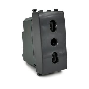 Prise murale double usage compatible avec la prise de courant Vimar Plana noire à 2 ports - Product Image 1