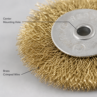 Brosse à fil plat ondulé jaune avec trou central pour l'élimination de la rouille, le décapage de la peinture, outil de finition des surfaces métalliques industrielles