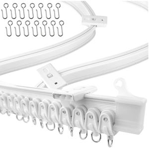 Rail de <span class=keywords><strong>rideau</strong></span> intelligent avec poulie en <span class=keywords><strong>plastique</strong></span> blanc, crochets de rail de <span class=keywords><strong>rideau</strong></span>, curseur - Product Image 5