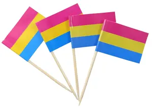 สายรุ้งเกย์ภูมิใจไม้จิ้มฟันธง LGBT มินิขนาดเล็ก Transgender Trans Pride ธงแพน Bi คัพเค้ก Topper ธง