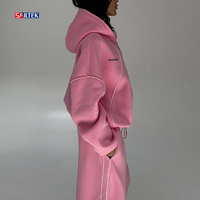 Pakaian Merek Mewah Setelan Olahraga Kustom Streetwear Tracksuit Dua Potong Celana Panjang Lebar dan Set Hoodie Beritsleting