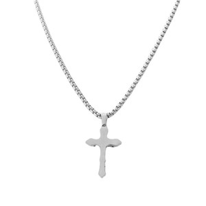 Stainless Steel <b>Cross</b> Pendant Necklace With Black Inlay For Men Punk Retro Style 3.0*60cm <b>Chain</b> - Product Image 3