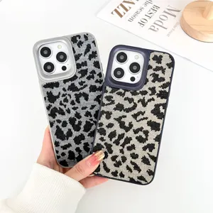 Fashion Leopard Print Fabric Design Mobile Phone Case For IPhone 15 14 13 12 Case