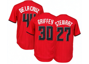 Camiseta de béisbol con estampado rojo para hombre, camisa deportiva de manga corta, ropa de equipo transpirable de secado rápido, camiseta con número y nombre personalizados, 100% poliéster - Product Image 1