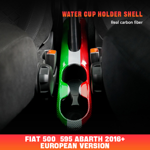 Coque de support de verre à eau en Fiber de carbone véritable Shasha pour <span class=keywords><strong>Fiat</strong></span> Abarth <span class=keywords><strong>500</strong></span> 595 695 <span class=keywords><strong>2016</strong></span> + accessoires intérieurs - Product Image 2