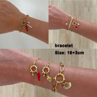 Bracelet DIY détachable à boutons mariniers en acier inoxydable plaqué or 18 carats, étanche, avec pendentif breloque DIY, bracelet trombone pour femme