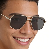 Lunettes de soleil rétro personnalisées de style européen et américain à double pont, protection UV400, monture complète, pour la conduite, polygonales, pour l'extérieur