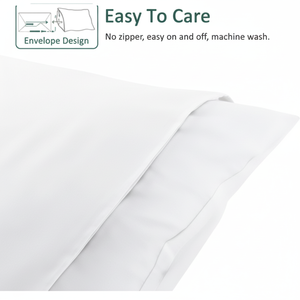 Taie d'oreiller blanche en coton uni Sarung Bantal 200 fils pour literie d'hôtel - Product Image 1