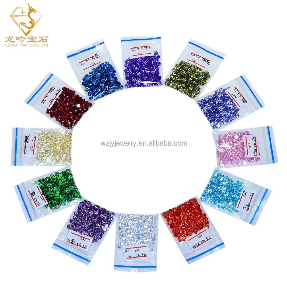 FREE SAMPLES Round Mixed Colors Gemstone Loose CZ Stones Cubic Zirconia for Jewelry Making