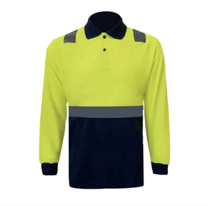 Camisetas de malla de punto de ojo de pájaro de manga larga poliéster fluorescente ANSI Clase 2 ropa de trabajo de tela transpirable para seguridad reflectante - Product Image 1